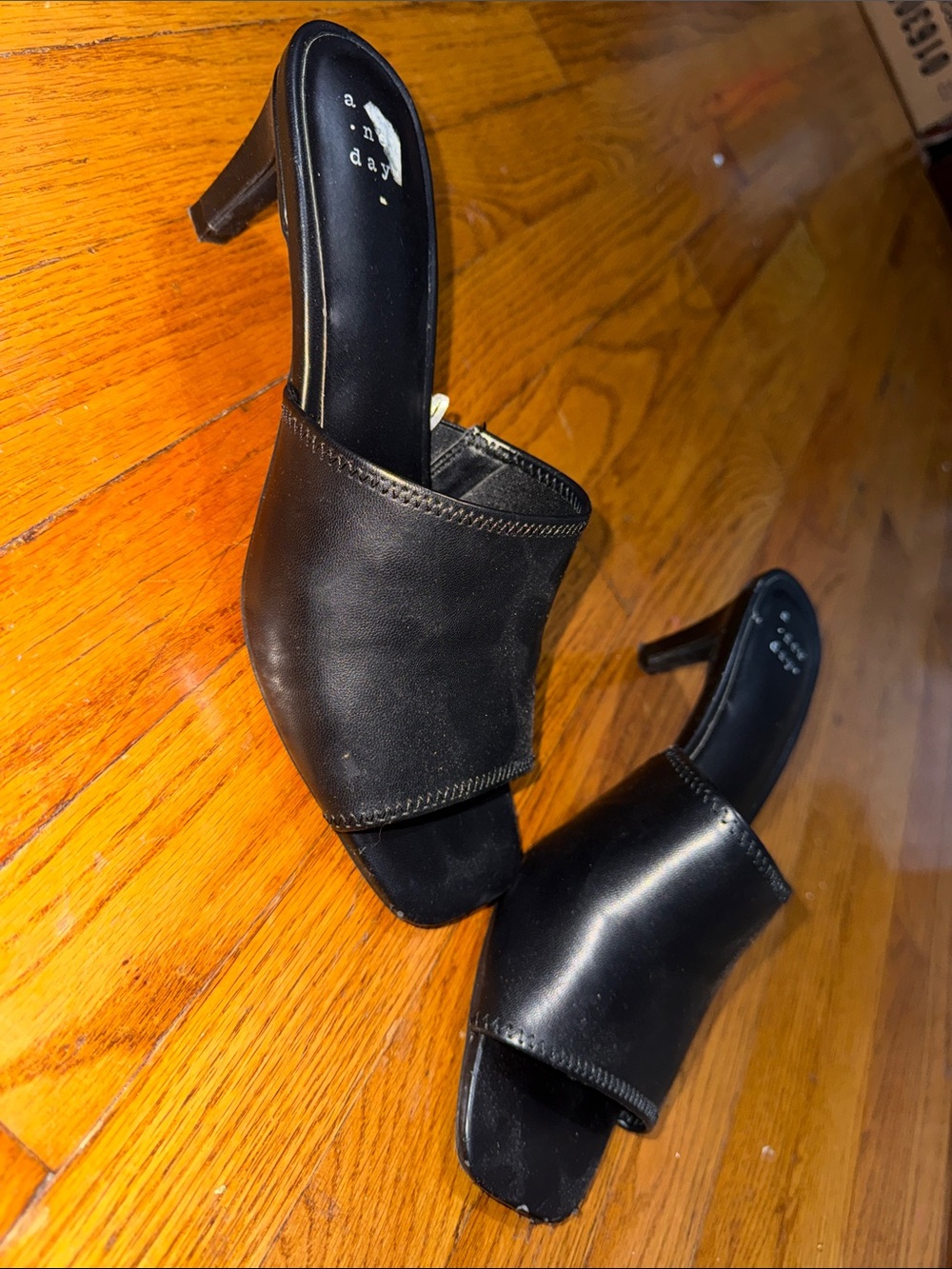 a new day Black Open-Toe Slide Mules
